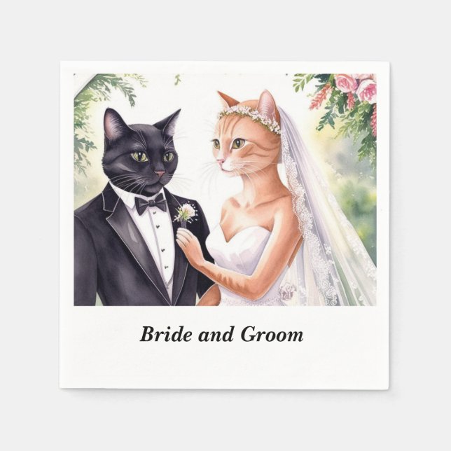 Guardanapo De Papel Casamento de Cat com noiva e noiva (Frente)