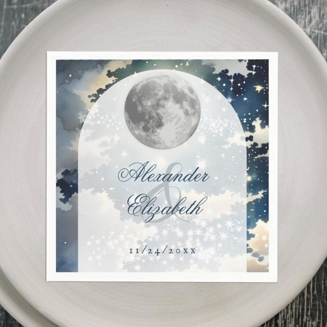 Guardanapo De Papel Casamento de Céu Noturno Lunar (Lunar Night Sky Wedding Napkins)