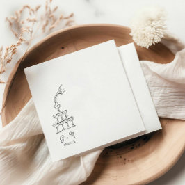 Guardanapo De Papel Casamento de Champagne em Torre desenhada à mão Na