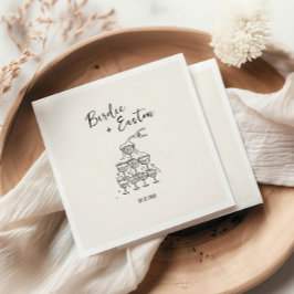 Guardanapo De Papel Casamento de Champanhe Ilustrado Manuscrito