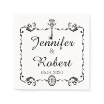 Casamento de Chave Negra e Branca Napkin