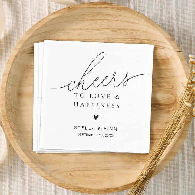 Guardanapo De Papel Casamento de Cheetos de Letra Elegante Moderna (Modern Elegant Script Cheers Wedding Napkins)