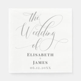 Guardanapo De Papel Casamento de Chic com Caligrafia e Branco minimali