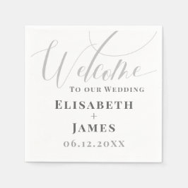 Guardanapo De Papel Casamento de Chic com Caligrafia e Branco minimali