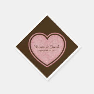 Guardanapo De Papel Casamento de Chocolate Marrom e Pink
