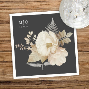 Guardanapo De Papel Casamento de Cinzas Chic Dark Floral Terrestre Ele