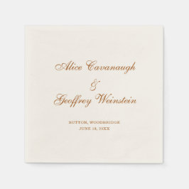 Guardanapo De Papel Casamento de Cobre e Marfim Elegante Simples