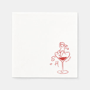 Guardanapo De Papel Casamento De Cocktail De Ícone Cupido Desenhado À 