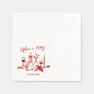 Guardanapo De Papel Casamento de Cocktail Moderno Elegante Desenhado à