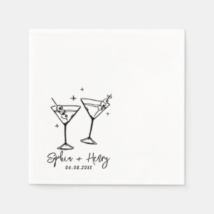 Guardanapo De Papel Casamento de Cocktail Moderno Elegante Desenhado à