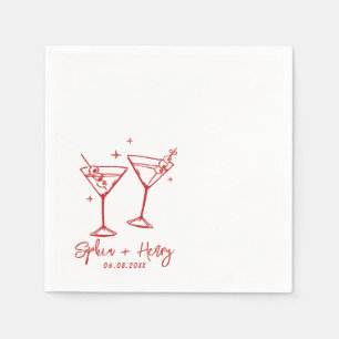 Guardanapo De Papel Casamento de Cocktail Moderno Elegante Desenhado à