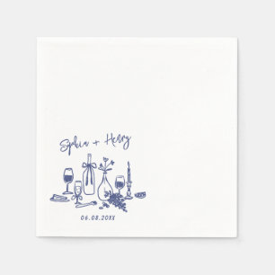 Guardanapo De Papel Casamento de Cocktail Moderno Elegante Desenhado à