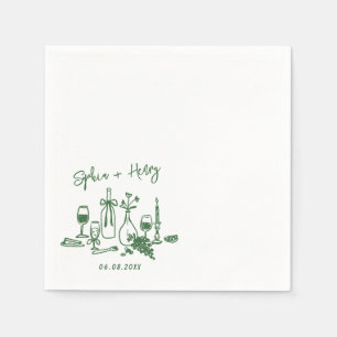 Guardanapo De Papel Casamento de Cocktail Moderno Elegante Desenhado à