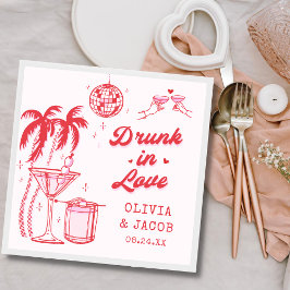 Guardanapo De Papel Casamento de Cocktail Pink Whimsical Bêbado de Amo