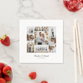 Guardanapo De Papel Casamento de colagem mínima de fotos elegante