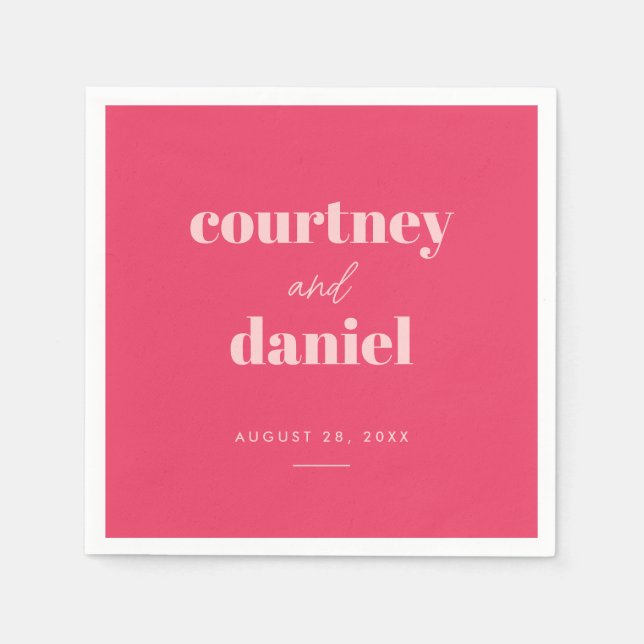 Guardanapo De Papel Casamento de Combinação de Tendência Moderna Rosa (Frente)