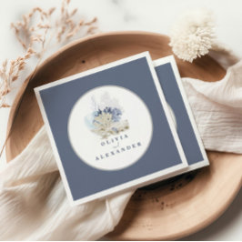 Guardanapo De Papel Casamento de concha azul de praia costeira