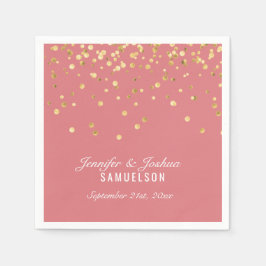 Guardanapo De Papel Casamento de Confetti Dourado ROSA SALMON Personal