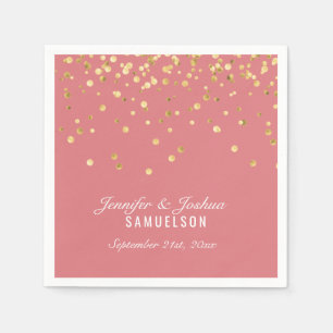 Guardanapo De Papel Casamento de Confetti Dourado ROSA SALMON Personal