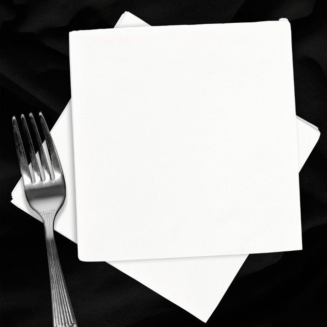Guardanapo De Papel Casamento de coquetel branco de Vazio simples (Plain white black cocktail napkin. Fork for scale.)