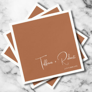 Guardanapo De Papel Casamento de Cor Editável Minimalista Terracotta