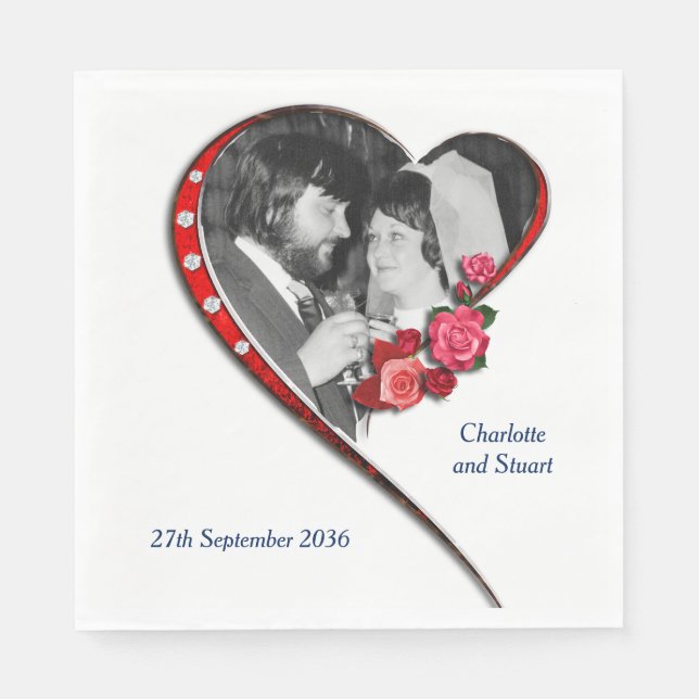 Guardanapo De Papel Casamento de Coração Insuflável (Frente)