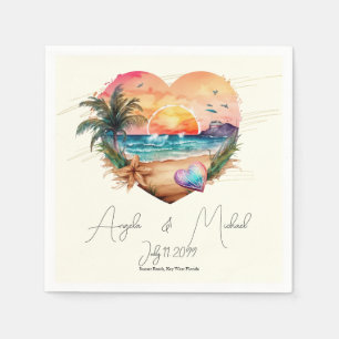 Guardanapo De Papel Casamento de Coração Sunset Beach Hawaii Beach Wat