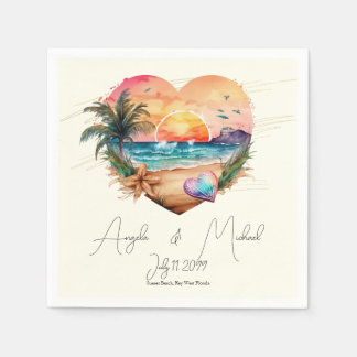Guardanapo De Papel Casamento de Coração Sunset Beach Hawaii Beach Wat