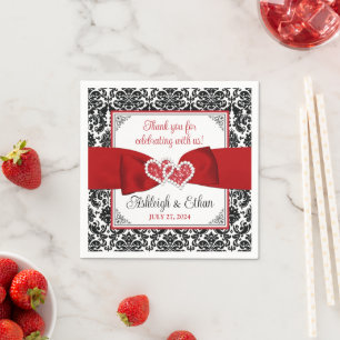 Guardanapo De Papel Casamento de Corações de Amor com Damas Brancas Ve