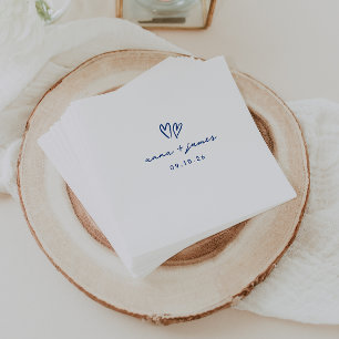 Guardanapo De Papel Casamento de Corações de Arroz Azul Whimsical