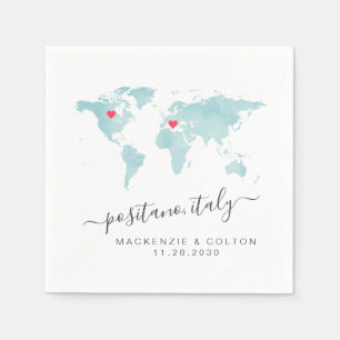 Guardanapo De Papel Casamento de Corais Movimentáveis do Mapa Mundial