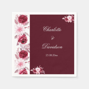 Guardanapo De Papel Casamento De Cores De Água Rosa-Rosa Com Bordo Ver