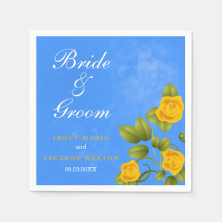 Guardanapo De Papel Casamento de Cornflower Blue e Marigold Yellow Ros