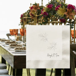 Guardanapo De Papel Casamento de Creme de Script de Folhagem Elegante