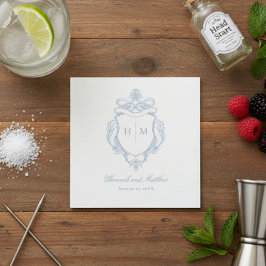 Guardanapo De Papel Casamento de Crest de Aves da Chinoiserie Azul Ele