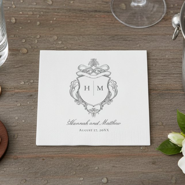 Guardanapo De Papel Casamento de Crest de Aves da Chinoiserie Negra El (Criador carregado)