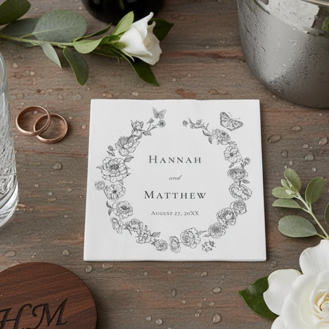 Guardanapo De Papel Casamento de Crest de Aves da Chinoiserie Negra El (Criador carregado)