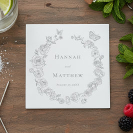 Guardanapo De Papel Casamento de Crest de Aves da Cinza Elegante Chino