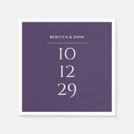 Guardanapo De Papel Casamento de Data Especial Minimalista Roxo