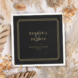 Guardanapo De Papel Casamento De Deco De Arte Preta E Dourada