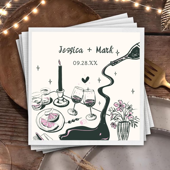 Guardanapo De Papel Casamento De Desenho Da Mão (Criador carregado)