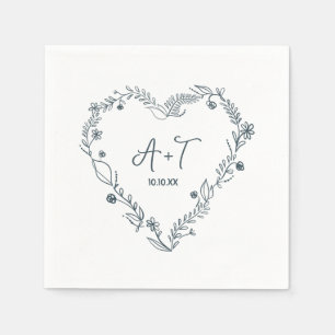 Guardanapo De Papel Casamento de Desenho da Mão do Coração Floral