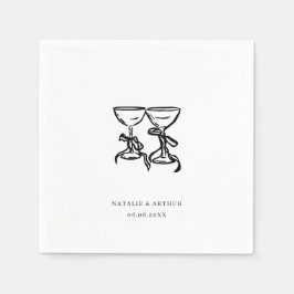 Guardanapo De Papel Casamento de Desenho de Mão Moderna