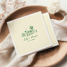 Guardanapo De Papel Casamento de Desenho de Mão Verde