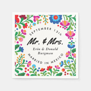 Guardanapo De Papel Casamento de Destino Colorido de Bordados Mexicano