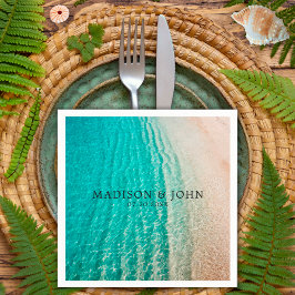 Guardanapo De Papel Casamento de Destino de Praia do Oceano Costeiro d