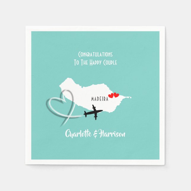 Guardanapo De Papel Casamento de Destino Tropical Madeira (Frente)