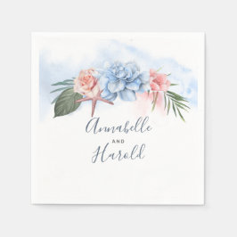 Guardanapo De Papel Casamento de Dusty Blue e Blush Beach
