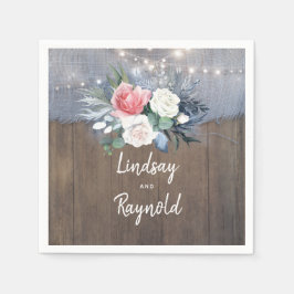 Guardanapo De Papel Casamento de Dusty Blue e Blush Rustic Country