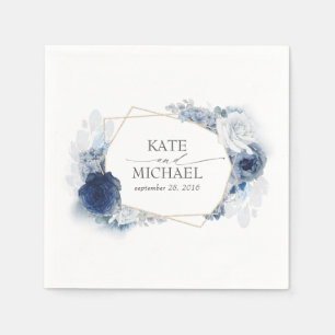 Guardanapo De Papel Casamento de Dusty e Marinho Blue Floral